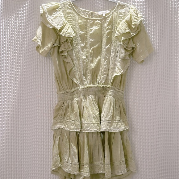 NWOT Loveshackfancy Natasha Mini Dress in Moss Green - Picture 2 of 5